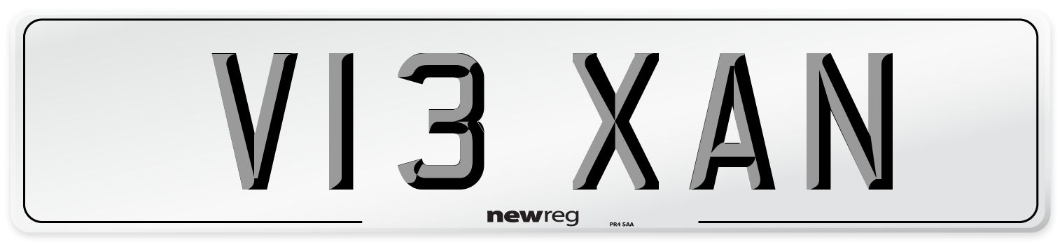 V13 XAN Number Plate from New Reg